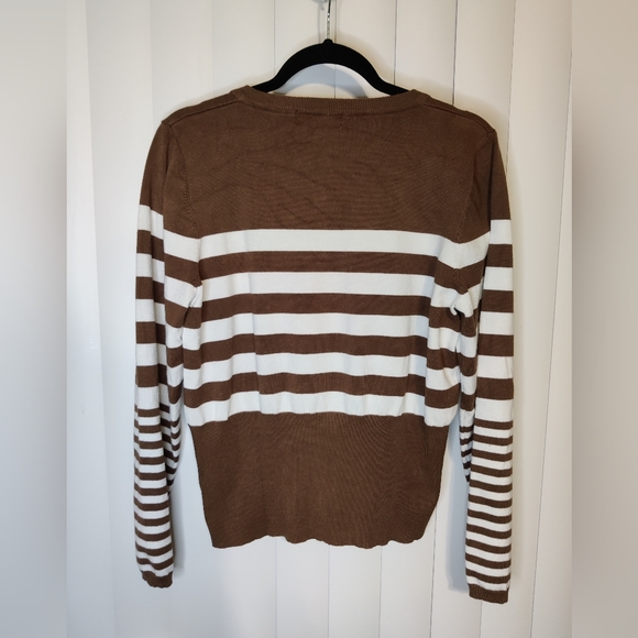 Philosophy Brown and White Striped Cardigan Size XL - Picture 2 of 3